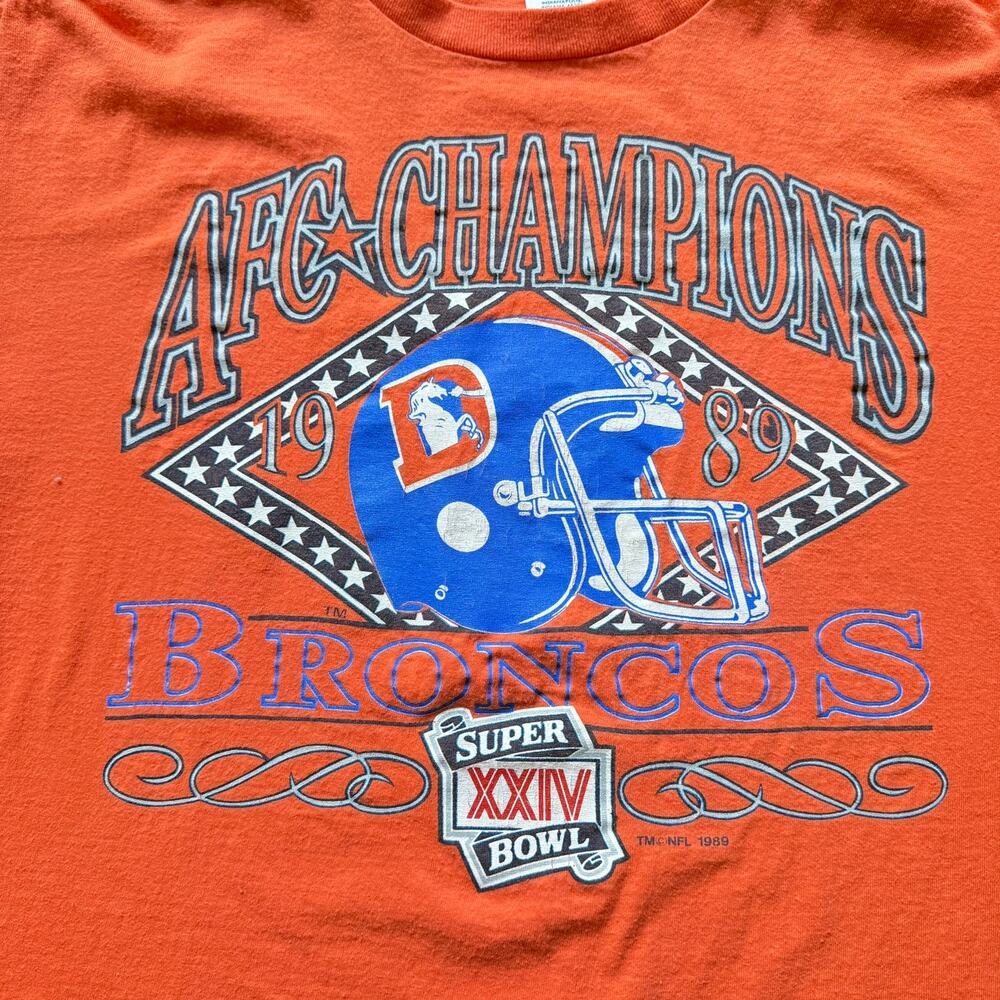 Vintage 1989 Denver Broncos AFC Champions Tee XL Logo 7 USA